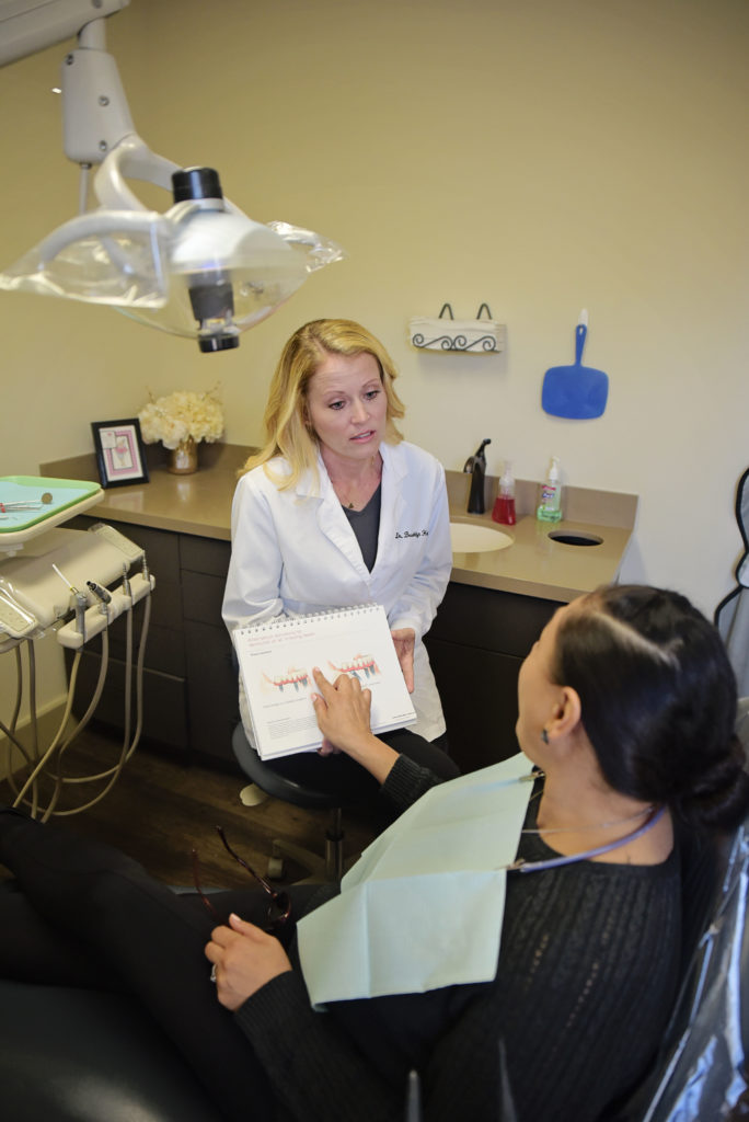 Brooklyn Cambron-Hagerman, DMD consulting with a patient about restorative dentistry options at the her Litchfield Park office.